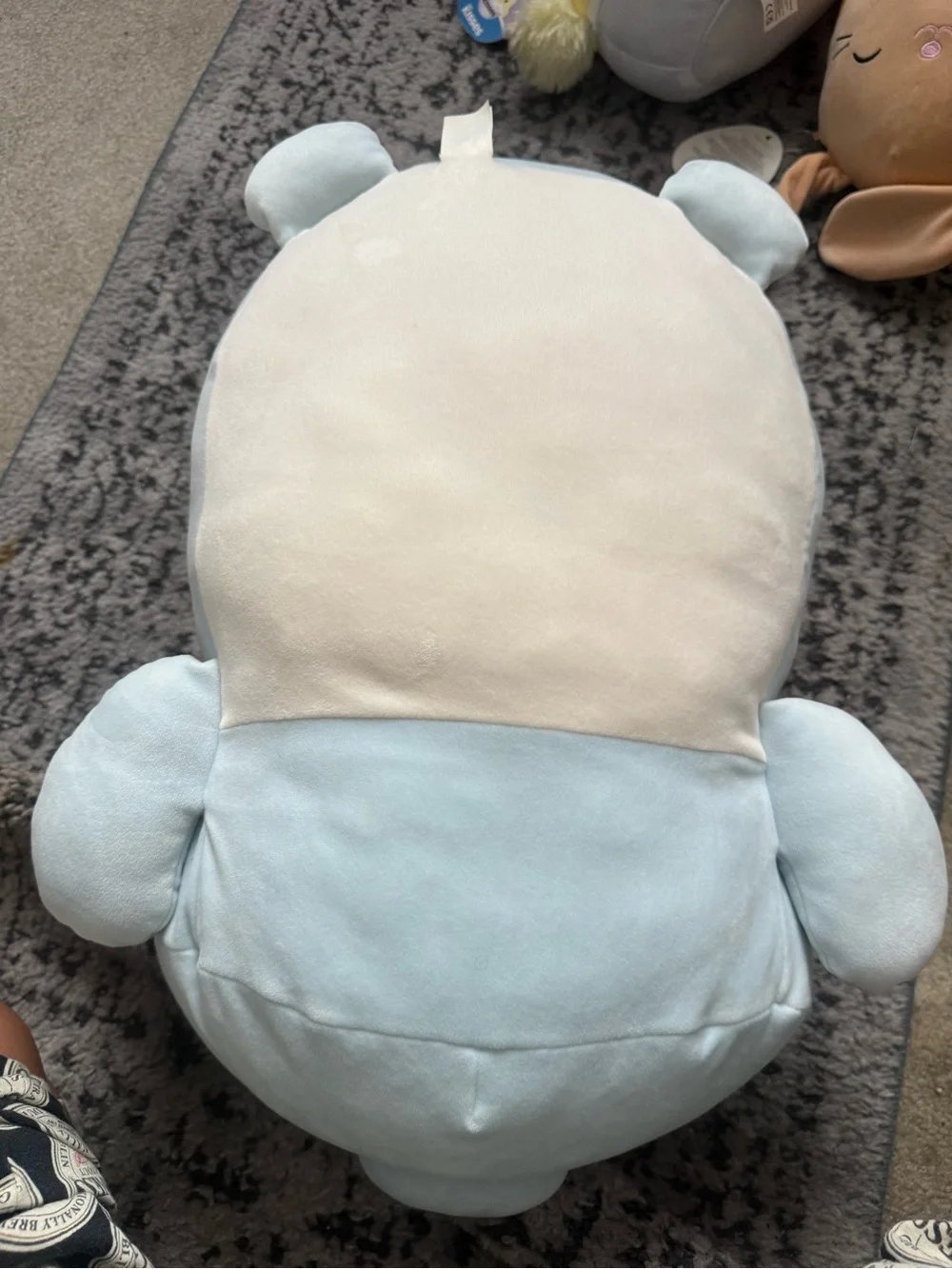 Squishmallows Light Blue Bunny Pillow with Pink Nose